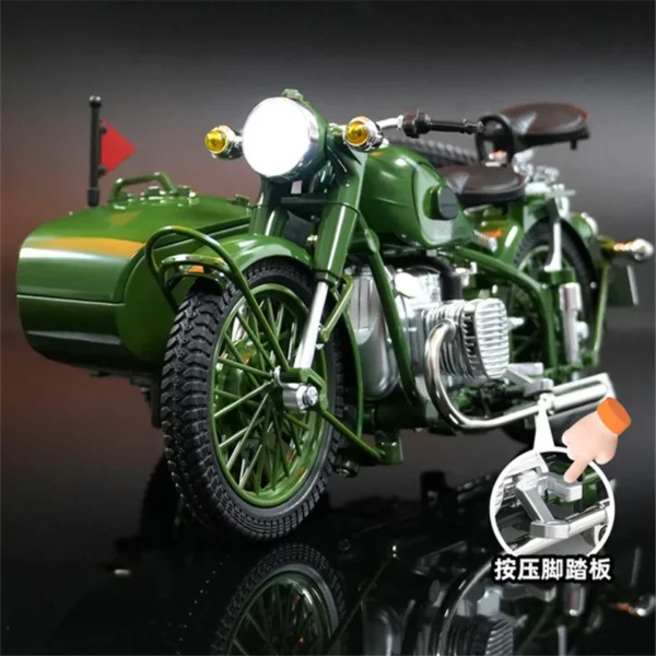 【音と光】1/10合金レトロサイドカー オートバイ模型 with-foam-box: - 画像 (3)