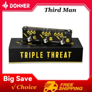 Donner X Third Man 3-in-1 アナログマルチエフェクトペダル - ディストーション/フェイザー/エコーギターエフェクト（アダプター付き）、ギターアクセサリー