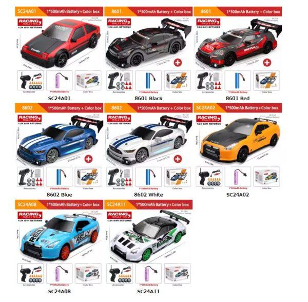 1/24 RC ドリフトカー マスタング 高速4WD ギフト競技レース 交換タイヤ - 画像 (6)