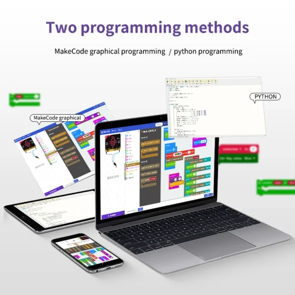 Microbit V2搭載：Yahboom 21 in 1 Microbit V2 ロボットキット DIY 電子センサーキット プログラミング可能な子供用 MakeCode Pythonプログラミングをサポート - 画像 (4)