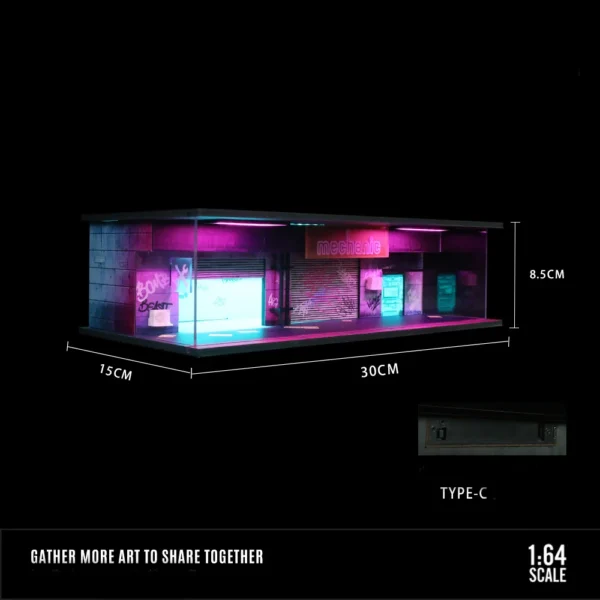 1/64 자동차 차고 LED 디오라마 모델 주차장 DIY 선물 컬렉션 - 이미지 4