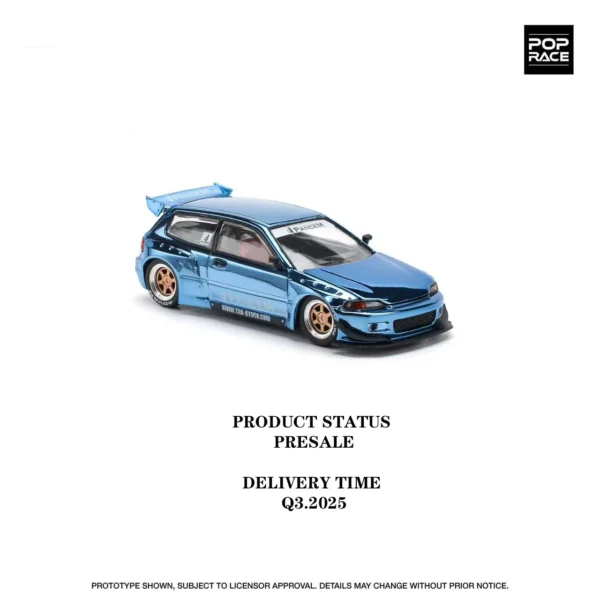 사전 판매 Xcartoys Poprace 1:64 PANDEM CIVIC EG6 블루 크롬 합금 다이캐스트 모델 장난감 레이싱카 소년 크리스마스 선물 - 이미지 2