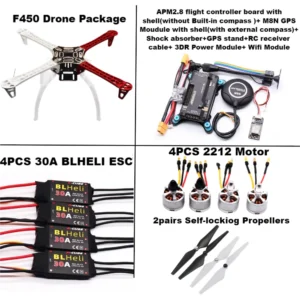 [드론 F450 WIFI] APM PIXHAWK 4축 RC 멀티콥터 쿼드콥터 헬리 멀티 로터 랜딩 기어용 450 프레임이 포함된 Happy F450 드론 키트