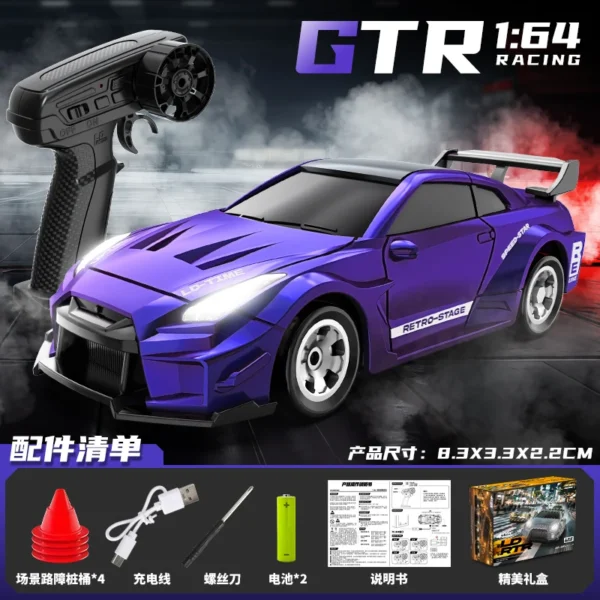 미니 RC 드리프트 자동차 1/64 풀 프로포 4WD 15km/h 고속 라디콘 자동차 소년 장난감 선물 - 이미지 7