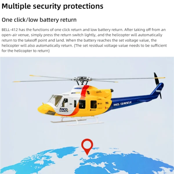 FLYWING Bell 412 RC 헬리콥터 bell412 스케일 헬리콥터 6CH 470 사이즈 헬리콥터 H1 비행 컨트롤러 FLY WING 헬리콥터 - 이미지 6