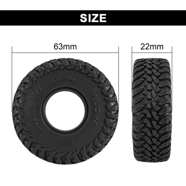 4PCS-T1025: 1/18 1/24 RC 크롤러용 INJORA 63*22mm 1.0인치 MAVERIX M/T 타이어 - 이미지 5