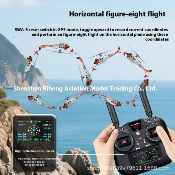 Yuxiang F07s 무선 제어 헬기 GPS 자동 피드백 UH-1 Huey 모델 무인 항공기 시뮬레이션 - 이미지 5