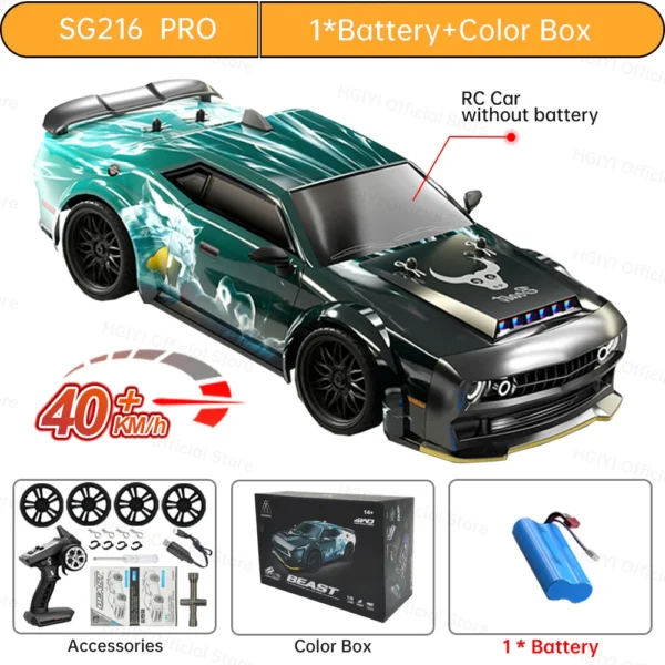 SG216 MAX 브러시리스 드리프트 카 70KM 4WD LED 고속 무선 제어 어린이 선물