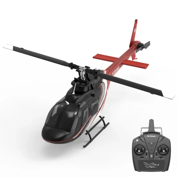 붉은색-검정색--RTF: 1:27 Bell 206 실제 헬리콥터 V3 새 버전 6채널 광학 흐름 위치 지정 호버링 원격 제어 헬리콥터 RTF - 이미지 7