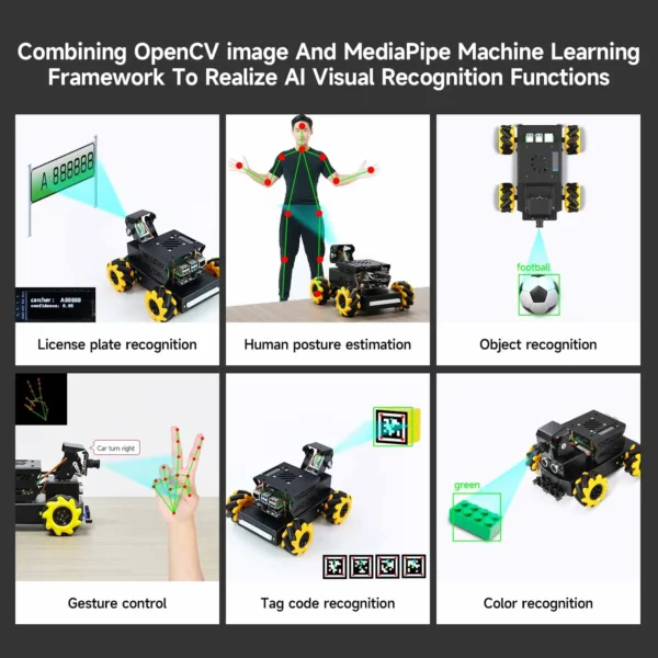 RPi5 8G 보드 Yahboom 4WD Raspbot V2 AI 로봇 자동차 키트(초보자용 Raspberry Pi 5 기반) 교육 프로젝트 ROS2 Humble Python 프로그래밍 - Image 4