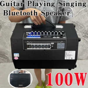100W高出力エレキギターアンプ ポータブル Bluetooth スピーカー 屋外用 多機能 演奏・歌唱 ベーススピーカー