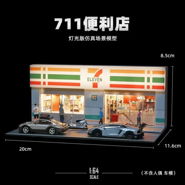 수집가용 1:64 자동차 모형 장면 건축 모형 미니어처 사진 모래판 도시 풍경 편의점 - 이미지 2