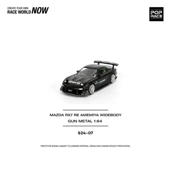 새로운 재고 Xcartoys Poprace 1:64 다이캐스트 미니카 MAZDA RX7 RE AMEMIYA 와이드바디 합금 모델 장난감 소년 선물 - 이미지 2