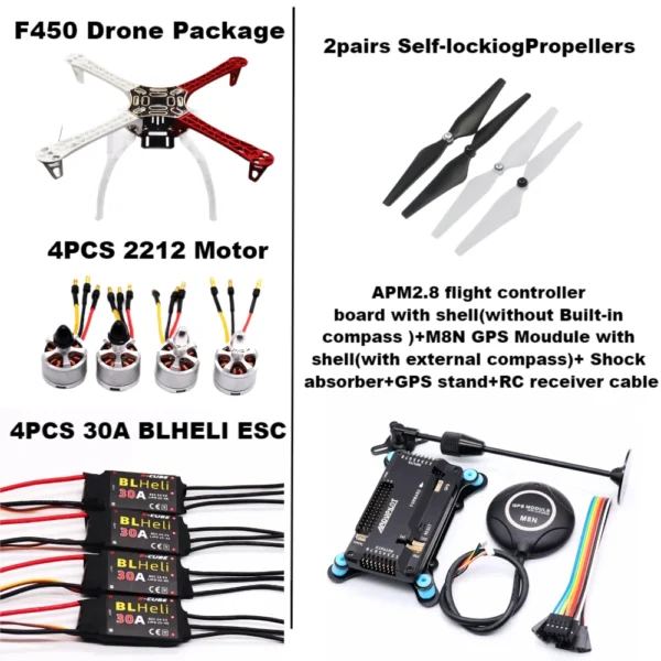 [F450 드론 APM] APM PIXHAWK 4축 RC 멀티콥터 쿼드콥터 헬리 멀티 로터 랜딩 기어 포함 450 프레임이 포함된 Happy F450 드론 키트