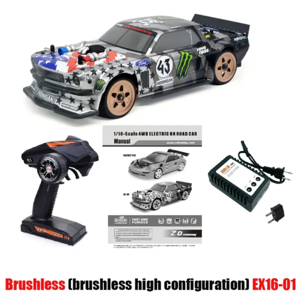 ZD 레이싱 EX 16 1/16 RC 자동차 40km/h 고속 브러시리스 모터 4WD 원격 제어 차량 RTR 모델 RC 투어링카 온로드용 - 이미지 8