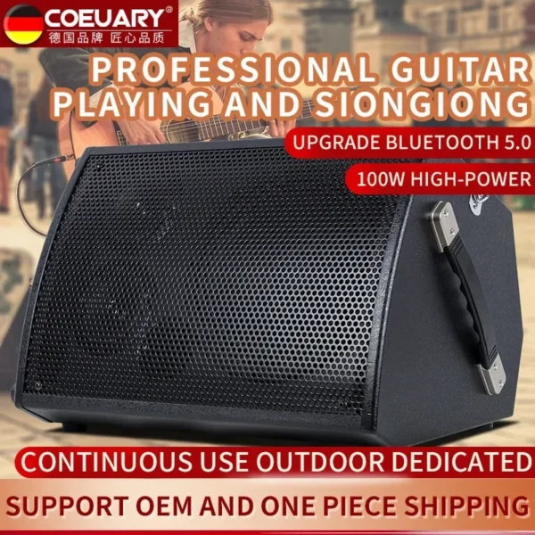 100W高出力エレキギターアンプ ポータブル Bluetooth スピーカー 屋外用 多機能 演奏・歌唱 ベーススピーカー - 画像 (3)