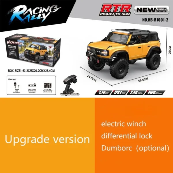 HB 1/10 R1001 R1005 업그레이드된 Bronc RC 4WD 2.4G 전기 캡스턴 3가지 구성 등반 오프로드 차량 모델 성인용 장난감 - 이미지 3