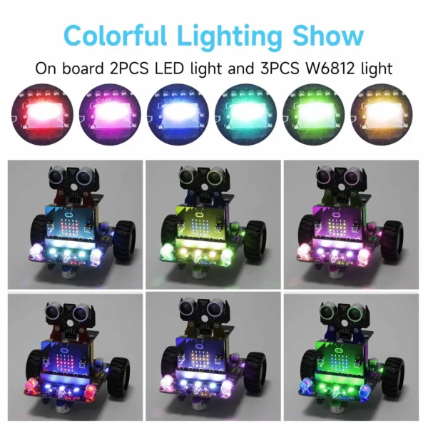 Microbit V2搭載：Yahboom プログラミング可能なロボットスマートカー 子供用ギフト 教育 DIY 学習コーディングキット APP IRコントロール Microbit V2対応 - 画像 (2)