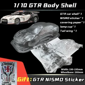 1/10 GTR R35 PVC 투명하고 깨끗한 무도장 RC 바디 셸 195mm 폭 드리프트 램프 셰이드 테일 HSP HPI Traxxas Tamiya D5s MST용