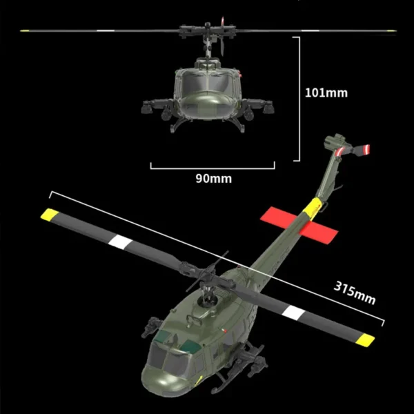 C032 UH-1 휴이 6축 3D 헬기 라디콘 스턴트 기계 - 이미지 5