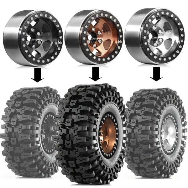 RS RC 120mm 메탈 1.9인치 비드락 휠 림 고무 타이어 세트 (1/10 RC 크롤러 카 Traxxas TRX4 RC4WD D90 Axial SCX10 II III MST용) - 이미지 5