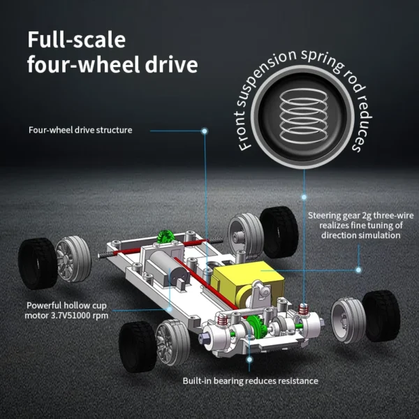 미니 RC 자동차 4WD 1/43 무선 제어 드리프트 레이싱 RTR 2.4G 고속 장난감 선물 - 이미지 3