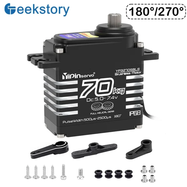 70kg 디지털 서보 8.4V 180도 브러시리스 RC 서보 모터 고토크 IP68 스틸 헬리컬 기어 25T 서보 암 1/8 1/10 자동차
