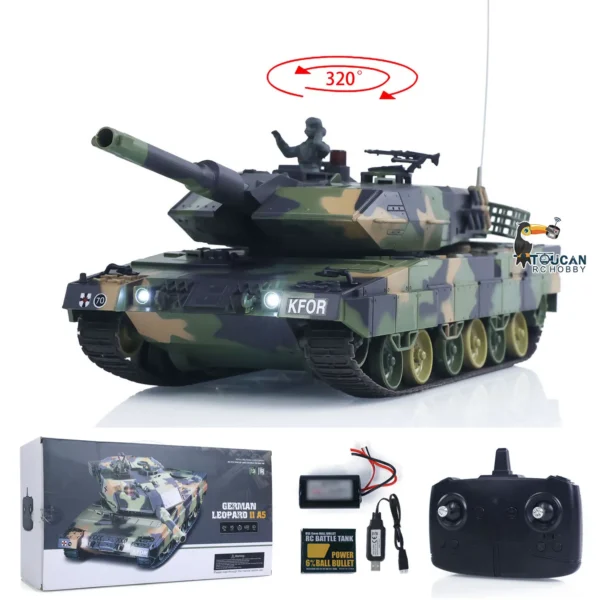 Heng Long 3809 1/24 미니 RC 탱크 Leopard2A5 원격 제어 전투 탱크 모델 BB 적외선 전투 판처 차량 자동차 모델 장난감
