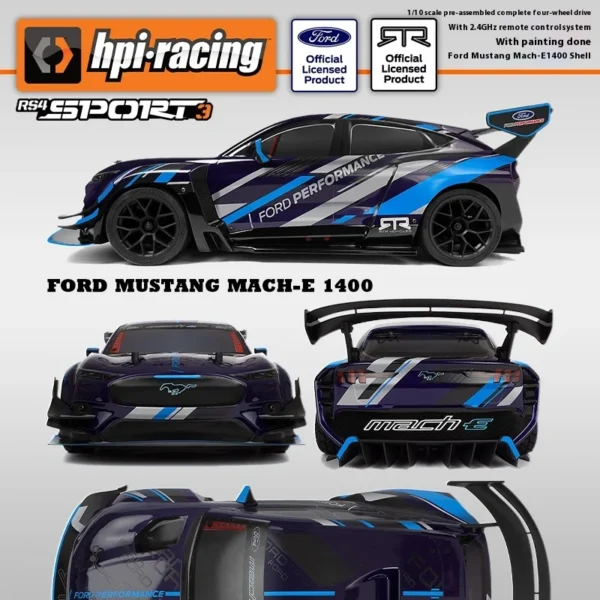HPI 1/10 포드 머스탱 마하 E 드리프트 라디콘 자동차 선물 - 이미지 4
