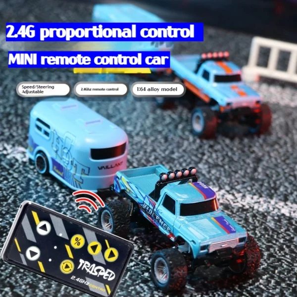 1:64 미니 RC 오프로드 자동차 합금 쿨 조명 충격 흡수 어린이용 데스크탑 장난감 선물 - 이미지 2