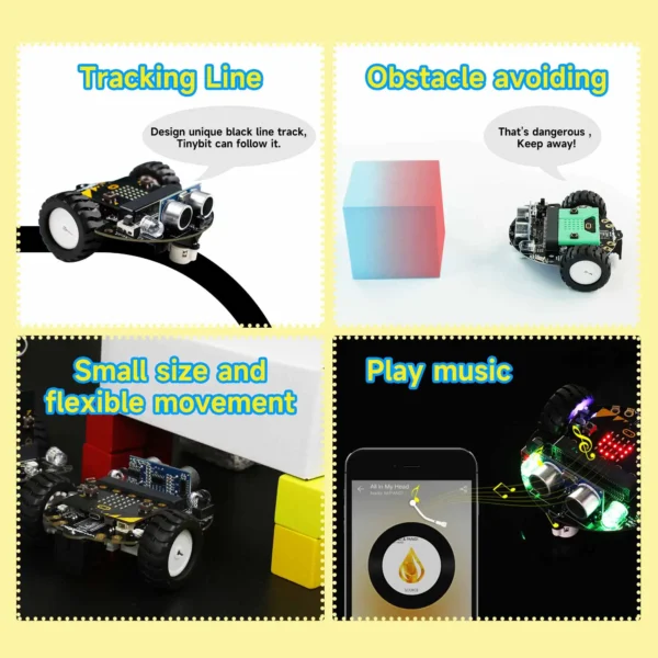 Microbit V2付き: Yahboom Microbitカー プログラミング可能な Microbit V2 V1用 コーディングロボット バッテリー付き CE RoHS STEM教育用 Microbitロボット - 画像 (2)
