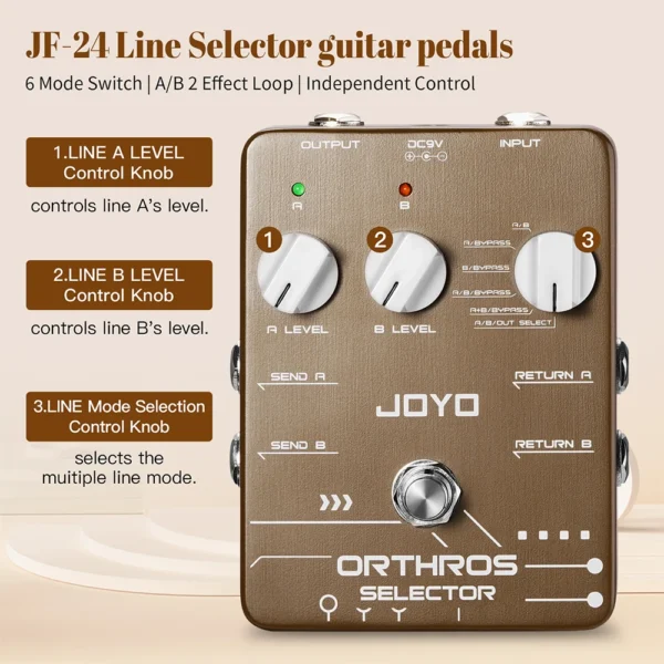JOYO JF24 오르토로스 라인 셀렉터 기타 이펙터 A / B 2 계통 루프 - 이미지 3