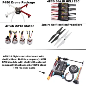 [F450 드론 APM2.8] APM PIXHAWK 4축 RC 멀티콥터 쿼드콥터 헬리 멀티 로터 랜딩 기어용 450 프레임이 포함된 Happy F450 드론 키트