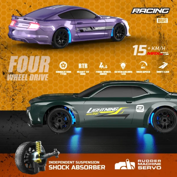 4WD RC 자동차 1/43 고속 드리프트 LED 조명 어린이 선물 - 이미지 6