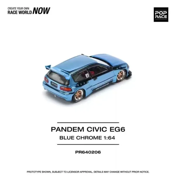 사전 판매 Xcartoys Poprace 1:64 PANDEM CIVIC EG6 블루 크롬 합금 다이캐스트 모델 장난감 레이싱카 소년 크리스마스 선물 - 이미지 5