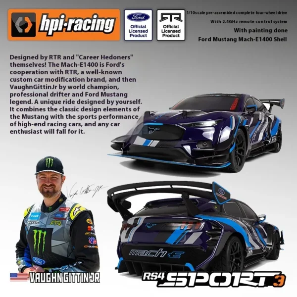 HPI 1/10 포드 머스탱 마하 E 드리프트 라디콘 자동차 선물 - 이미지 5