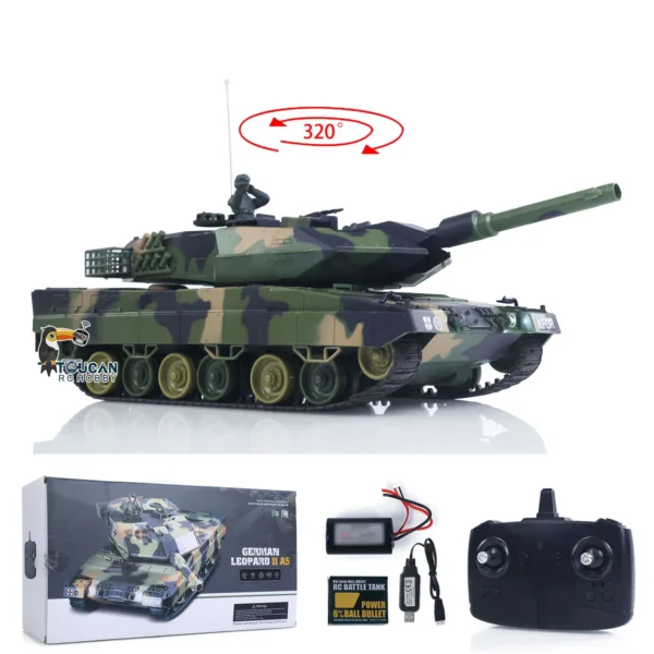 Heng Long 3809 1/24 미니 RC 탱크 Leopard2A5 원격 제어 전투 탱크 모델 BB 적외선 전투 판처 차량 자동차 모델 장난감 - 이미지 2