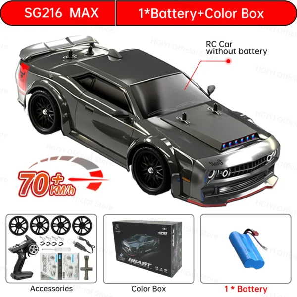 SG216 MAX 1/16 드리프트 카 브러시리스 LED 부착 70km/h 고속 4WD 라디콘 카