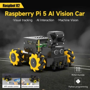 RPi5 8G 보드 Yahboom 4WD Raspbot V2 AI 로봇 자동차 키트(초보자용 Raspberry Pi 5 기반) 교육 프로젝트 ROS2 Humble Python 프로그래밍