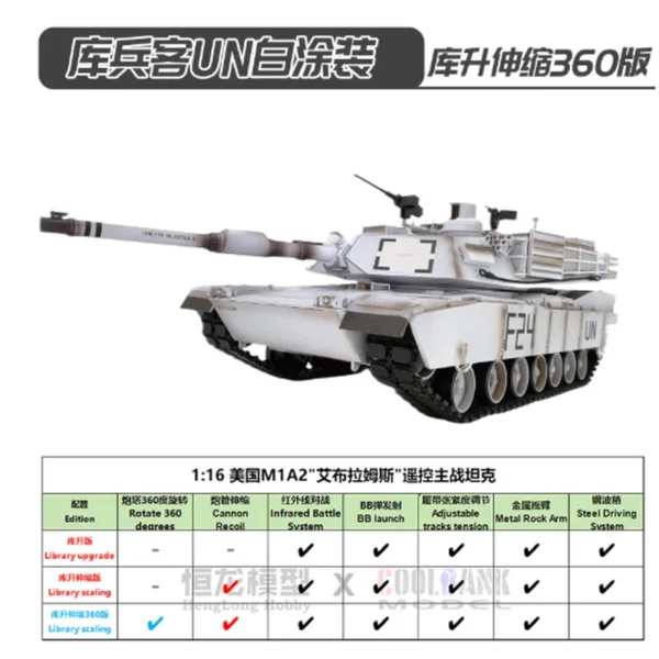 [화이트 기본 360] 2.4g Heng Long 1/16 스케일 Rc 탱크 7.0 M1a2 Abrams 업그레이드된 금속 트랙 원격 제어 탱크 모델 3918 Rc 장난감 선물 Th17794