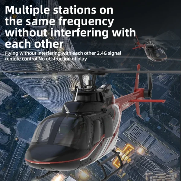 붉은색-검정색--RTF: 1:27 Bell 206 실제 헬리콥터 V3 새 버전 6채널 광학 흐름 위치 지정 호버링 원격 제어 헬리콥터 RTF - 이미지 6