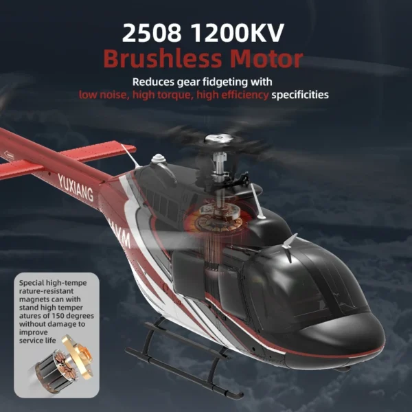 붉은색-검정색--RTF: 1:27 Bell 206 실제 헬리콥터 V3 새 버전 6채널 광학 흐름 위치 지정 호버링 원격 제어 헬리콥터 RTF - 이미지 4