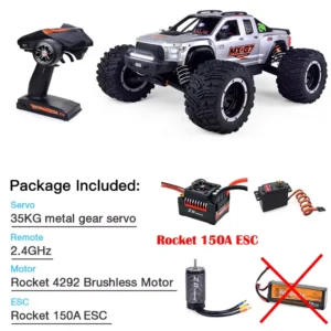 [실버 150A ESC] ZD 레이싱 MX 07 1/7 스케일 4WD 8S 브러시리스 몬스터 트럭 버기 오프로드 전기 80km/h 고속 레이싱 Hobbywing MAX6 RC카