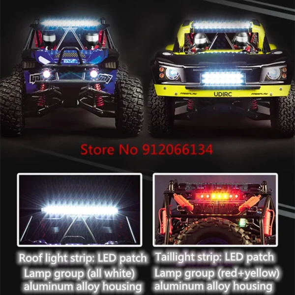 90KM/H 유압 충격 흡수 장치 고속 무선 조종 트럭 8CH 브러시리스 변속 방수 4WD LED 조명 ESP 시스템 RC 자동차 - 이미지 2