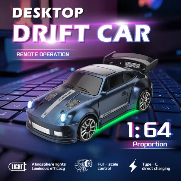 1/64 드리프트 RC 자동차 4WD 미니 라디콘 성인 어린이 선물 데스크탑 레이싱 - 이미지 6