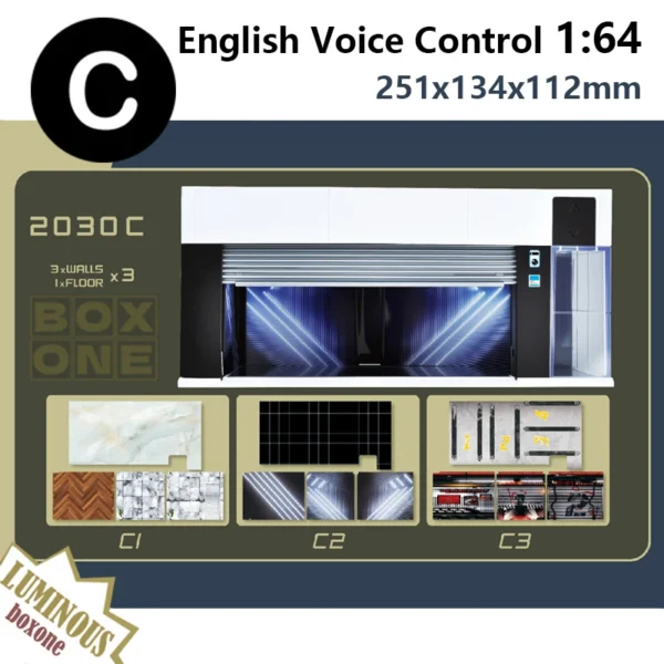 **64 스케일 게이트 차고 LED 조명 디스플레이 케이스 미니카 콜렉터** - 이미지 6