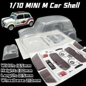 1/10 미니 클래식 M 자동차 쉘 PVC RC 자동차 바디 210mm 휠베이스 165mm 너비 투명 클린 MST TAMIYA CARTEN 3R M 자동차용