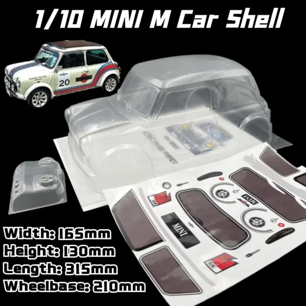 1/10 미니 클래식 M 자동차 쉘 PVC RC 자동차 바디 210mm 휠베이스 165mm 너비 투명 클린 MST TAMIYA CARTEN 3R M 자동차용