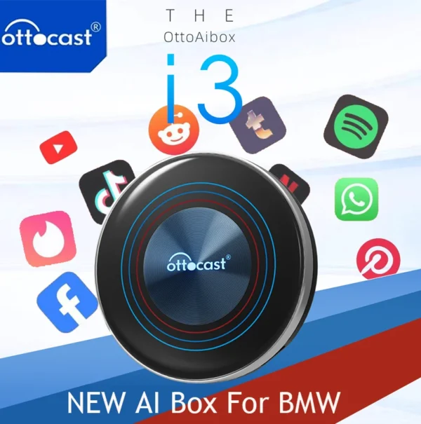 OTTOCAST i3 Carplay Ai Box ワイヤレス CarPlay アダプター android 13 QCM 6125 Play Store Netflix Youtube ビデオボックス BMW MG Hyundai 用