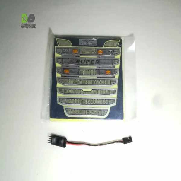 [검정색 n 컨트롤러] 1/14 타미야 트럭 트랙터 스카니아 네덜란드 R730 RC 자동차 업그레이드 DIY 부품 장난감용 4개 LED가 있는 흡기 후드 및 컨트롤러